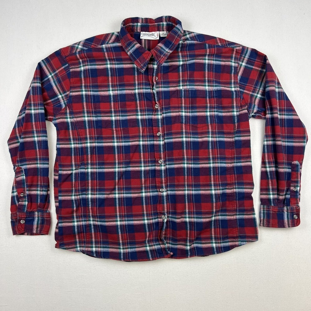 Canyon Guide Outfitters Flannel Women's 2X Button‎ Down Plaid Cotton Lycra
